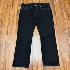 True Religion Jeans Mens 36x30 Black Ricky Relaxed Straight Flap Pockets
